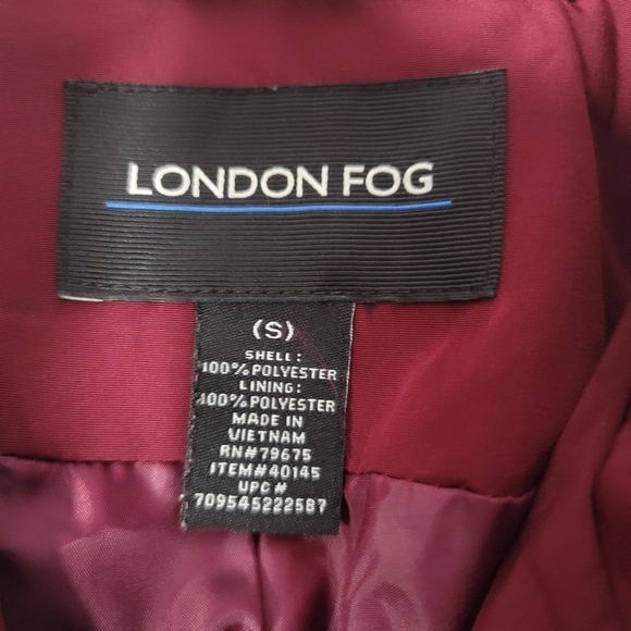 London Fog Burgandy Trench Coat Size Small - Picture 6 of 6
